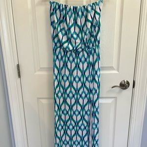 Tart Strapless Teal and Blue Maxi Dress